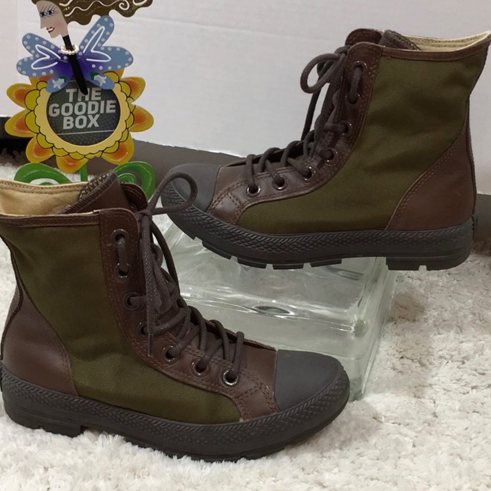 Converse leather and fabric high tops